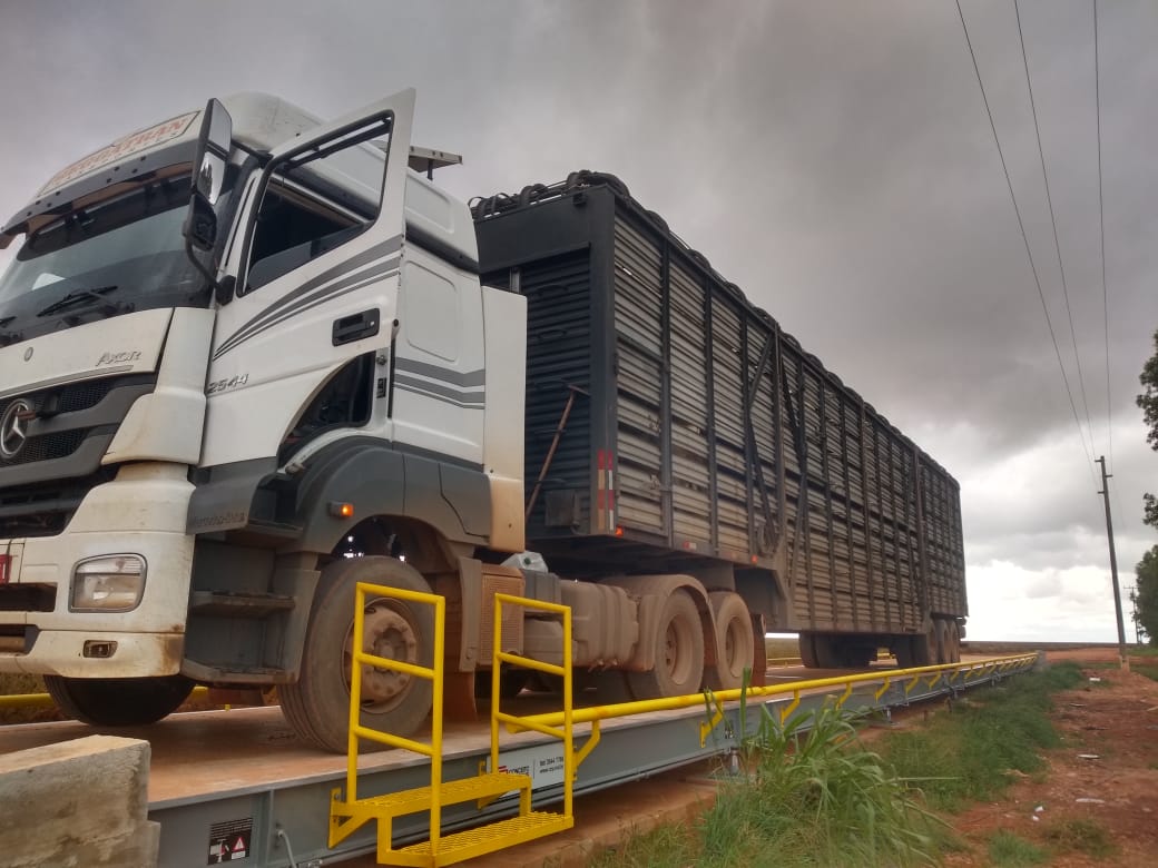 Caminhão truck pesando sobre balança Svelte 2515 Conceito